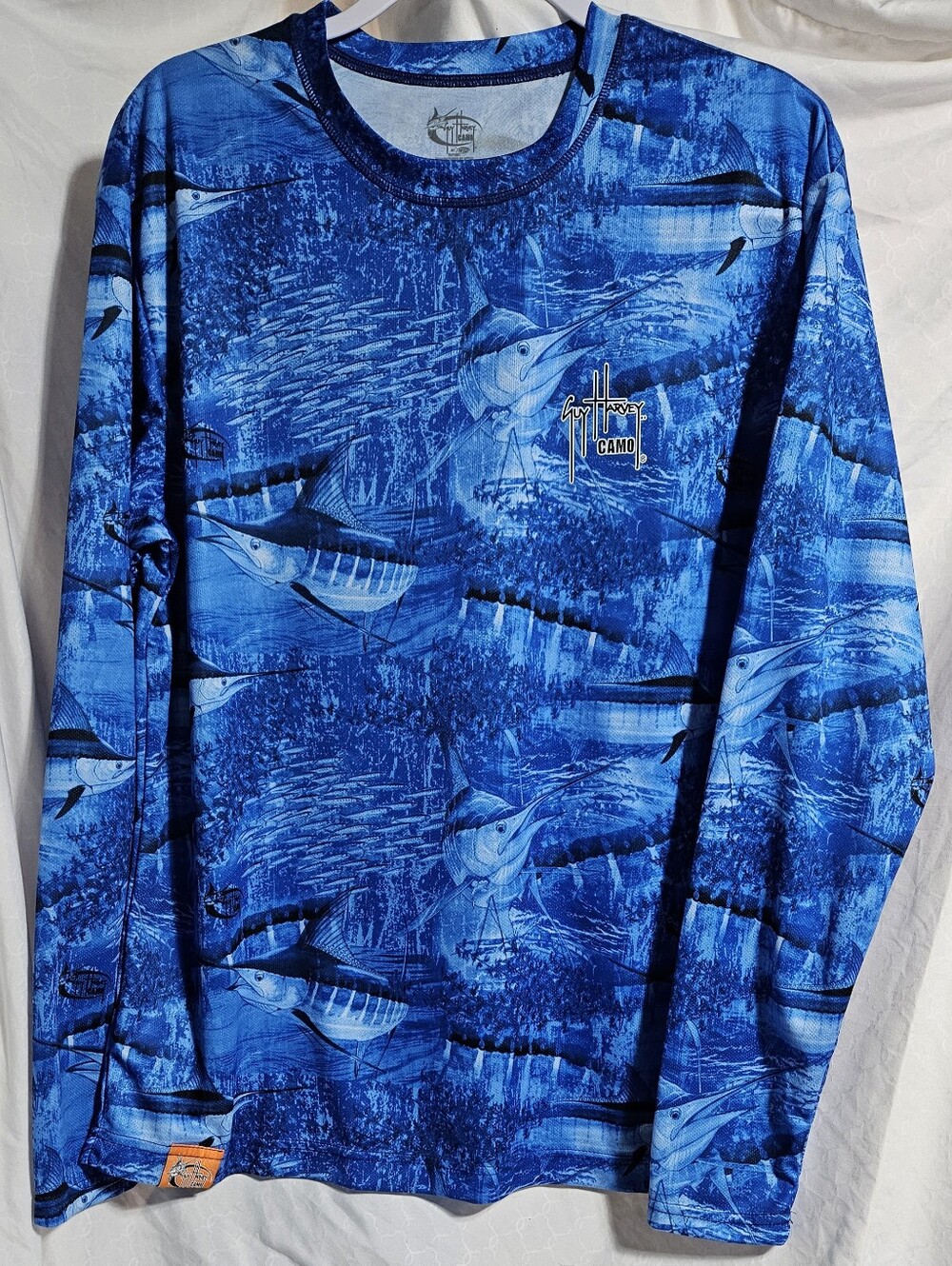 Guy Harvey Camo blue Long Sleeve fishing shirt (Rdt)